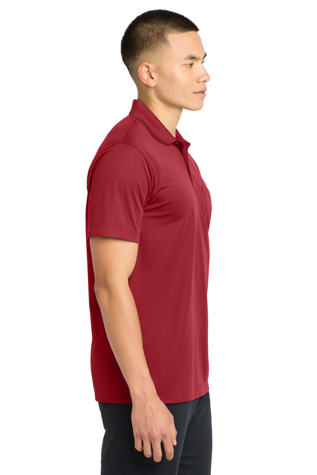 Sport-Tek Micropique Sport-Wick Pocket Polo. ST651 - True Red - side