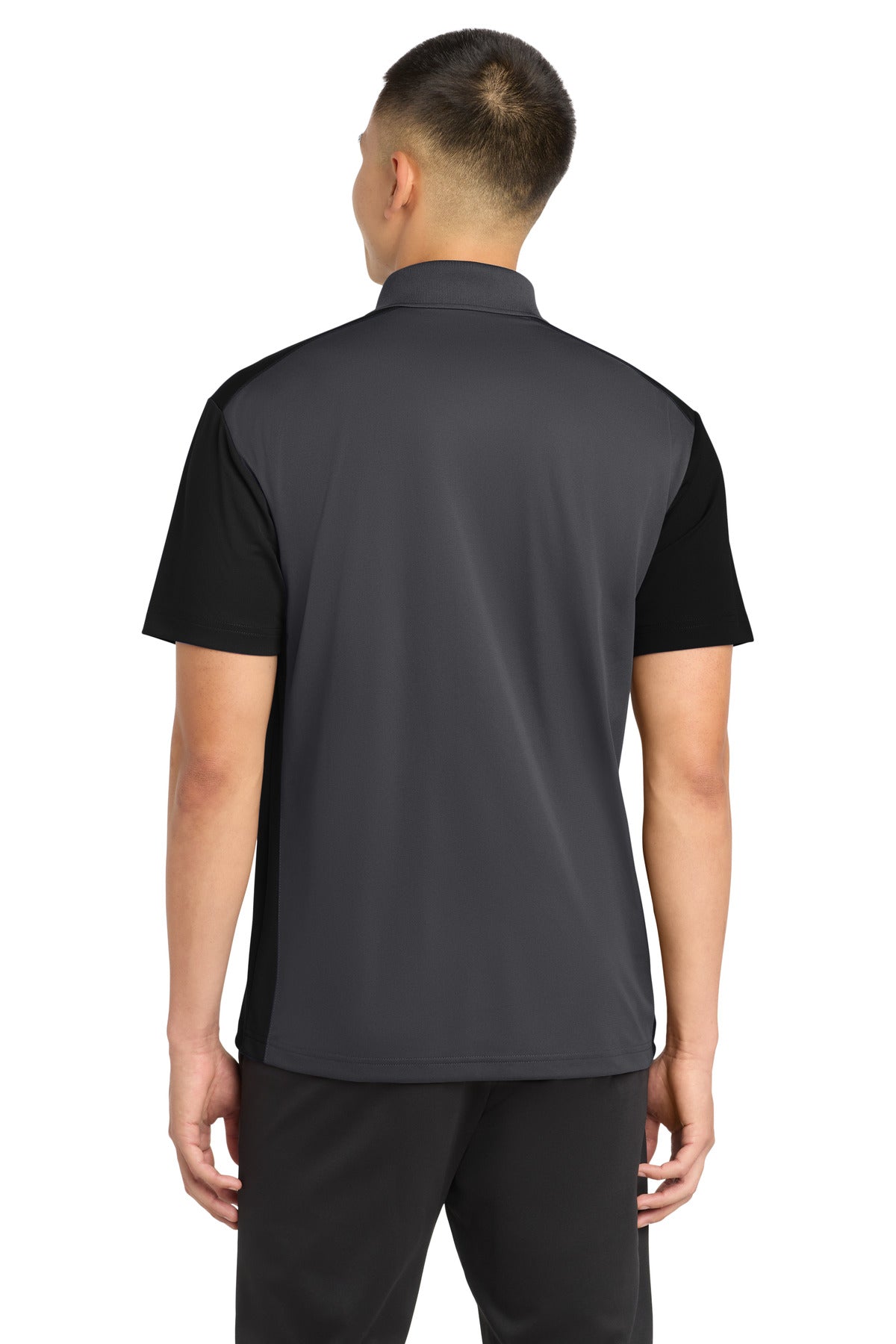 Sport-Tek Colorblock Micropique Sport-Wick Polo. ST652 - Iron Grey/ Black - back