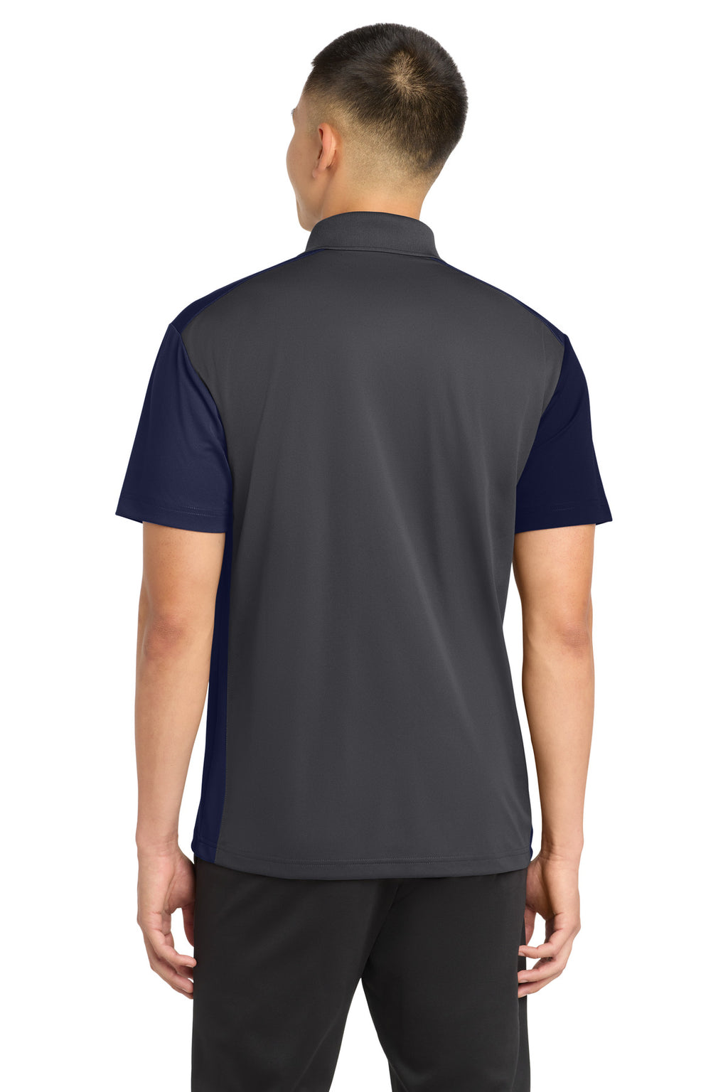 Sport-Tek Colorblock Micropique Sport-Wick Polo. ST652 - Iron Grey/ True Navy - back