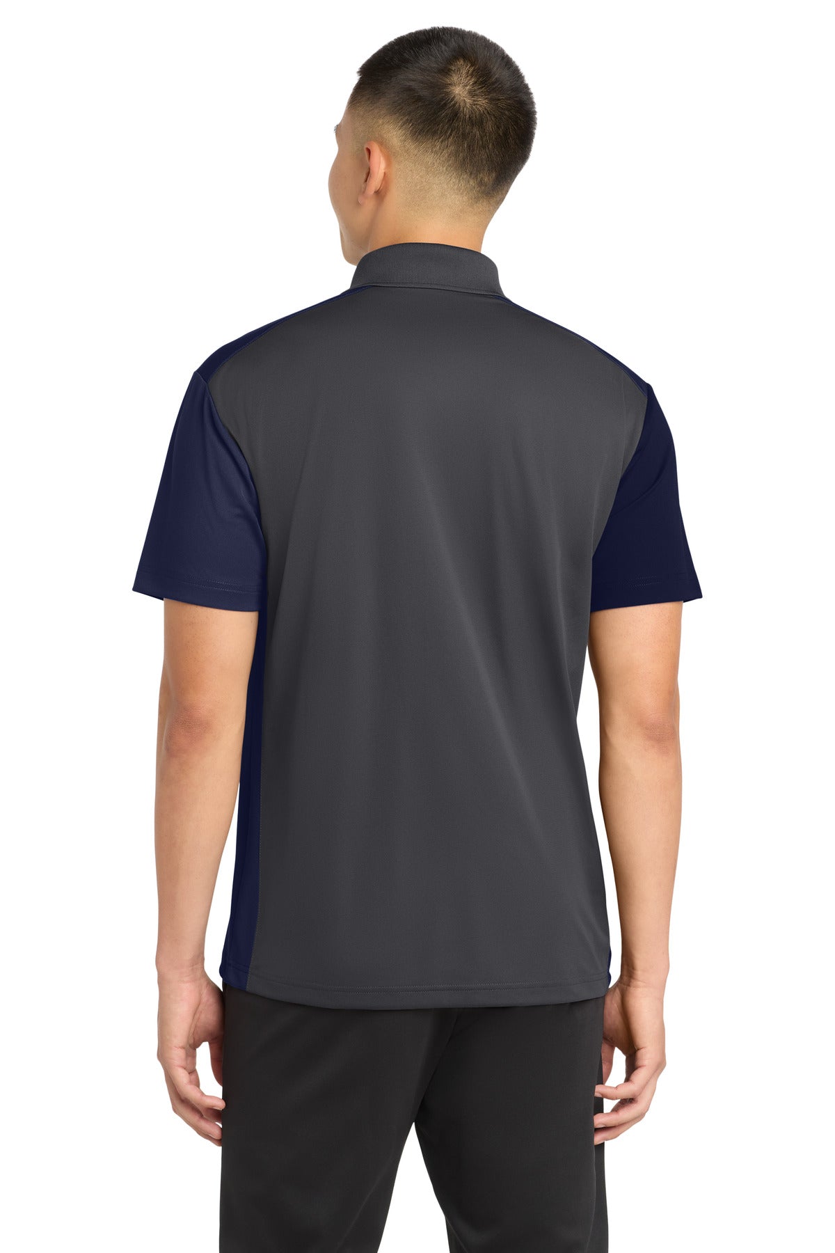 Sport-Tek Colorblock Micropique Sport-Wick Polo. ST652 - Iron Grey/ True Navy - back