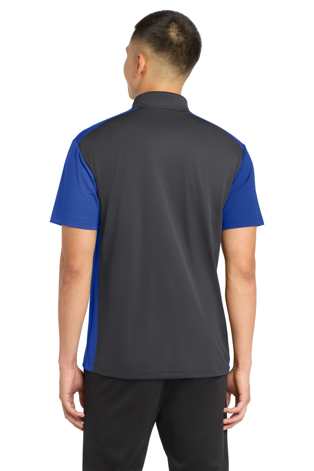 Sport-Tek Colorblock Micropique Sport-Wick Polo. ST652 - Iron Grey/ True Royal - back