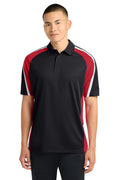 DISCONTINUED Sport-Tek Tricolor Micropique Sport-Wick Polo. ST654 - Black/ True Red/ White - front