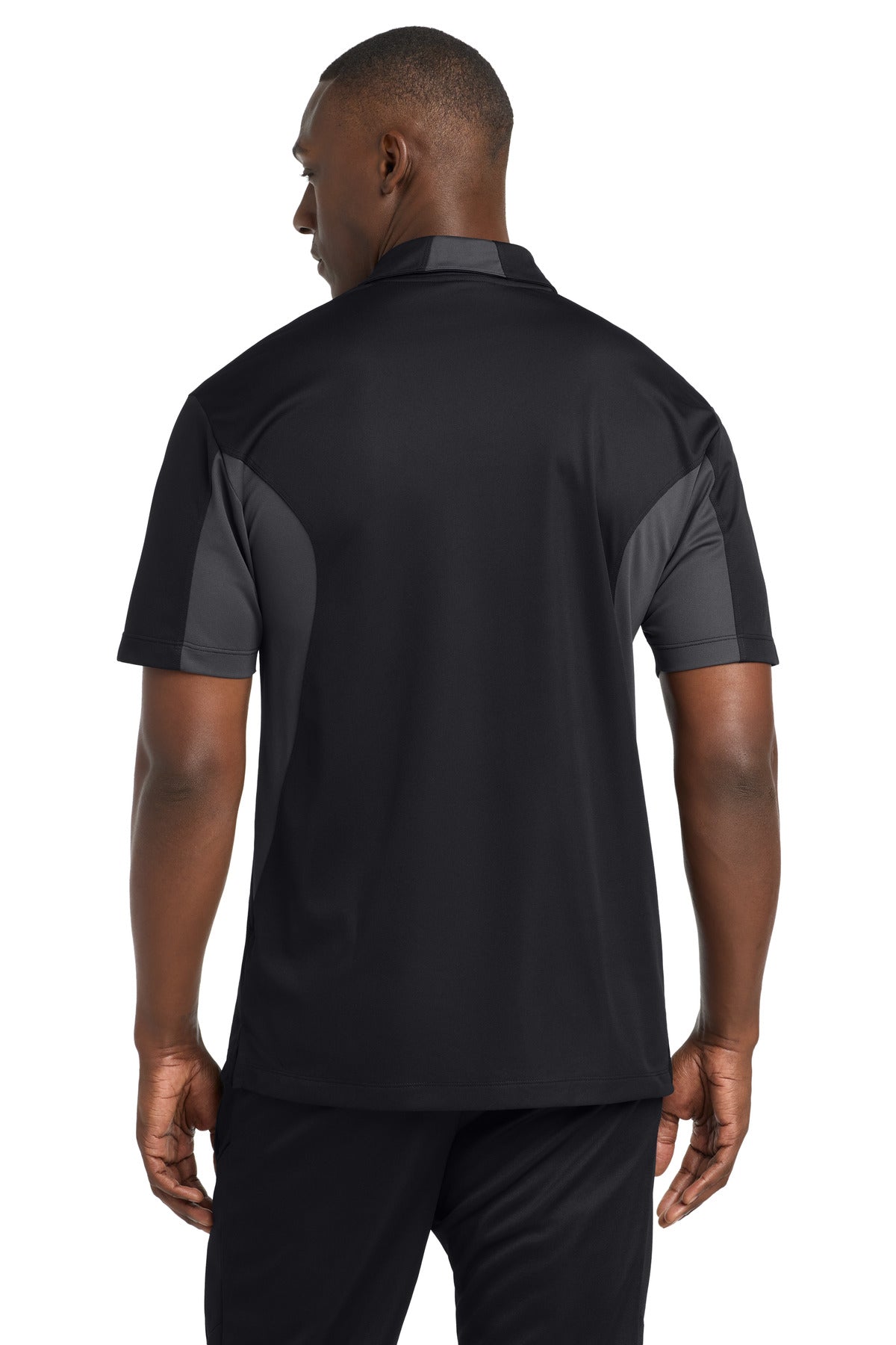 Sport-Tek Side Blocked Micropique Sport-Wick Polo. ST655 - Black/ Iron Grey - back