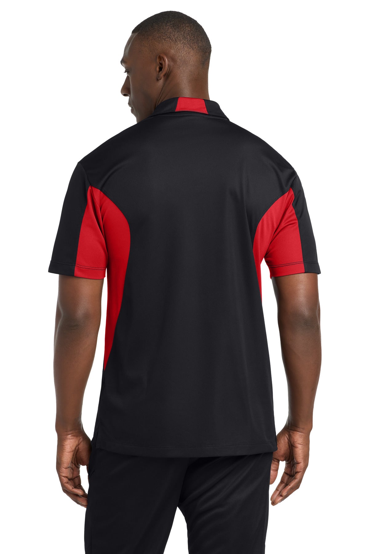 Sport-Tek Side Blocked Micropique Sport-Wick Polo. ST655 - Black/ True Red - back