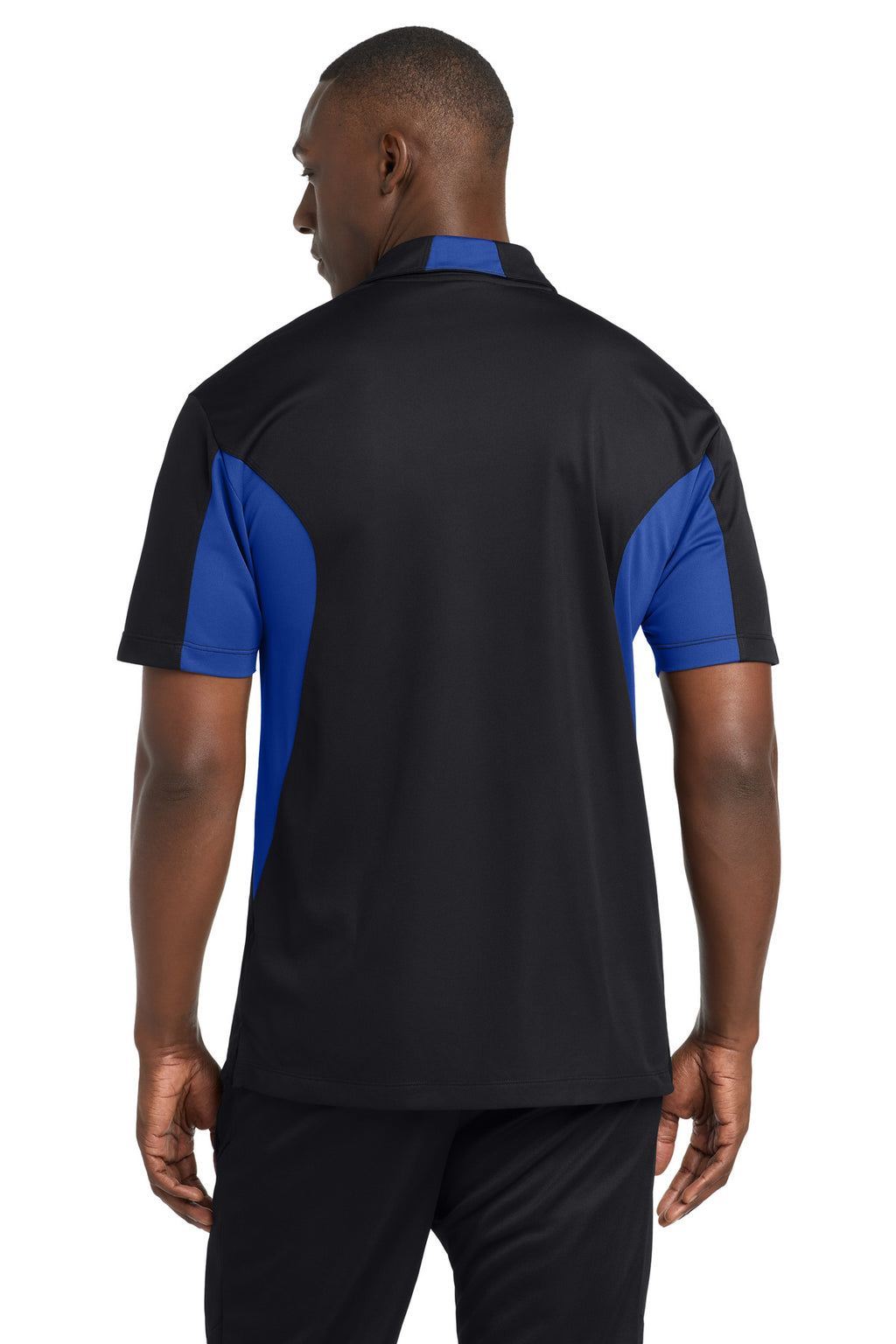 Sport-Tek Side Blocked Micropique Sport-Wick Polo. ST655 - Black/ True Royal - back