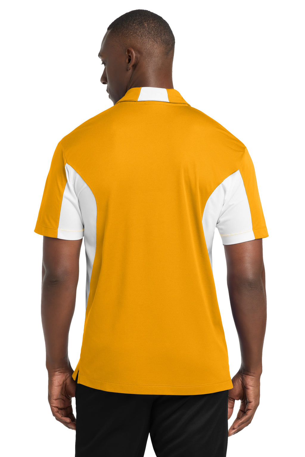 Sport-Tek Side Blocked Micropique Sport-Wick Polo. ST655 - Gold/ White - back