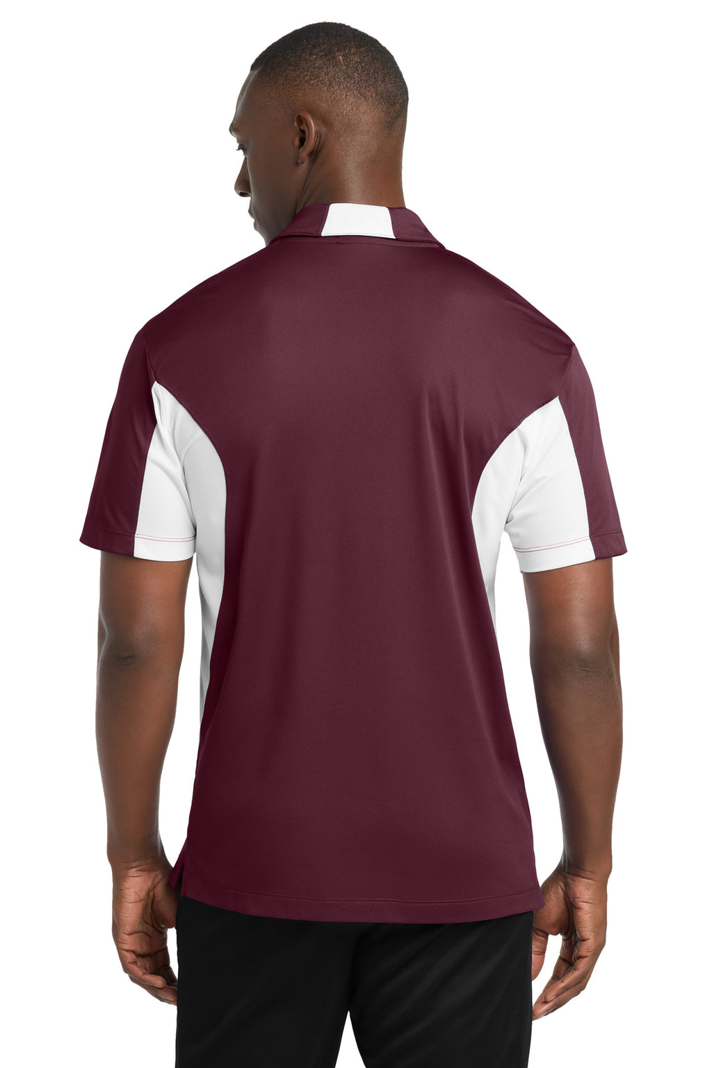 Sport-Tek Side Blocked Micropique Sport-Wick Polo. ST655 - Maroon/ White - back