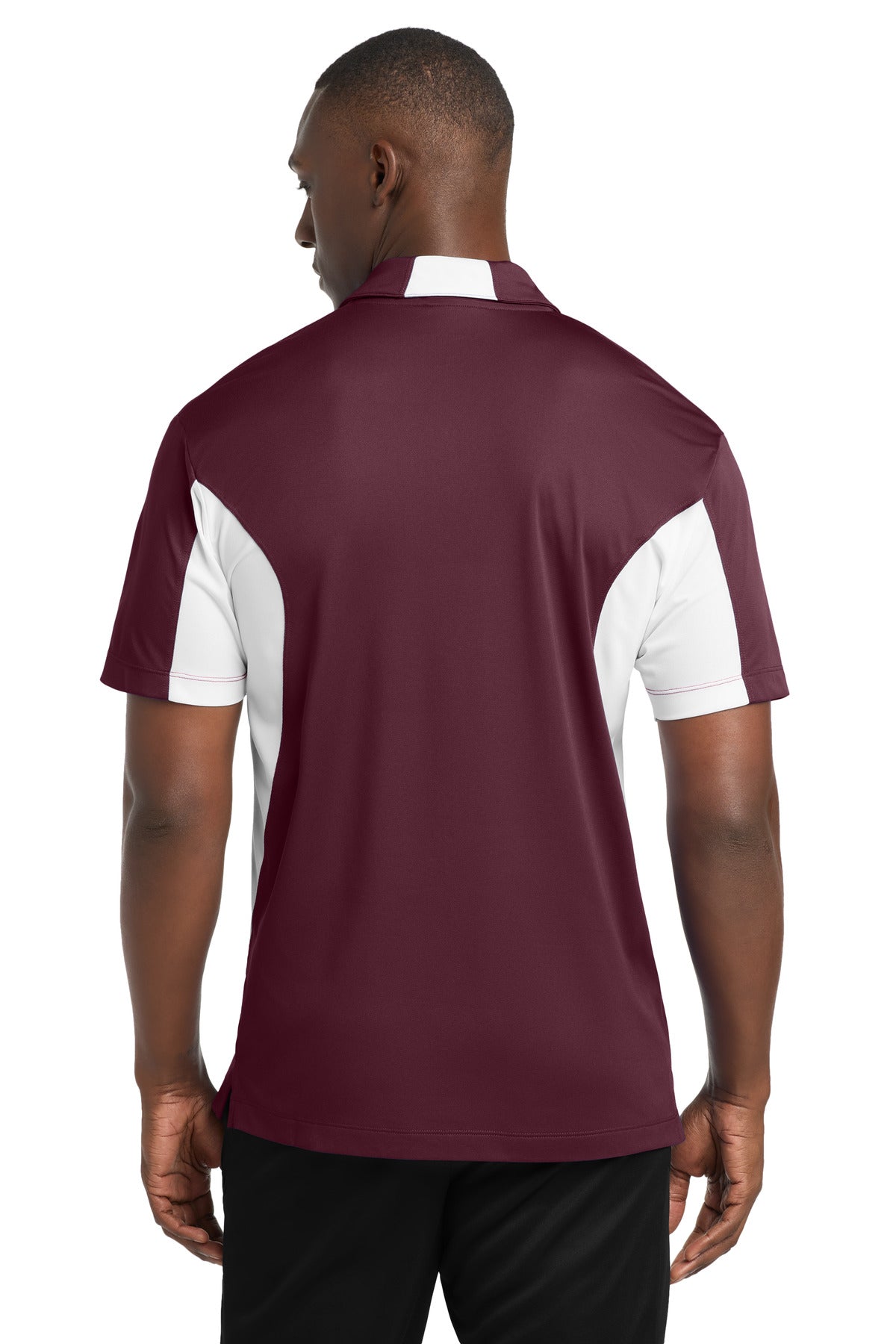 Sport-Tek Side Blocked Micropique Sport-Wick Polo. ST655 - Maroon/ White - back