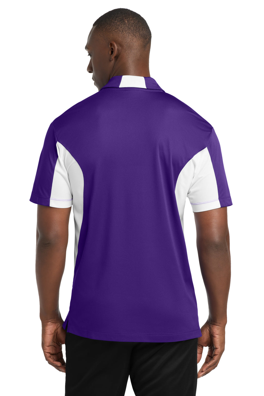 Sport-Tek Side Blocked Micropique Sport-Wick Polo. ST655 - Purple/ White - back