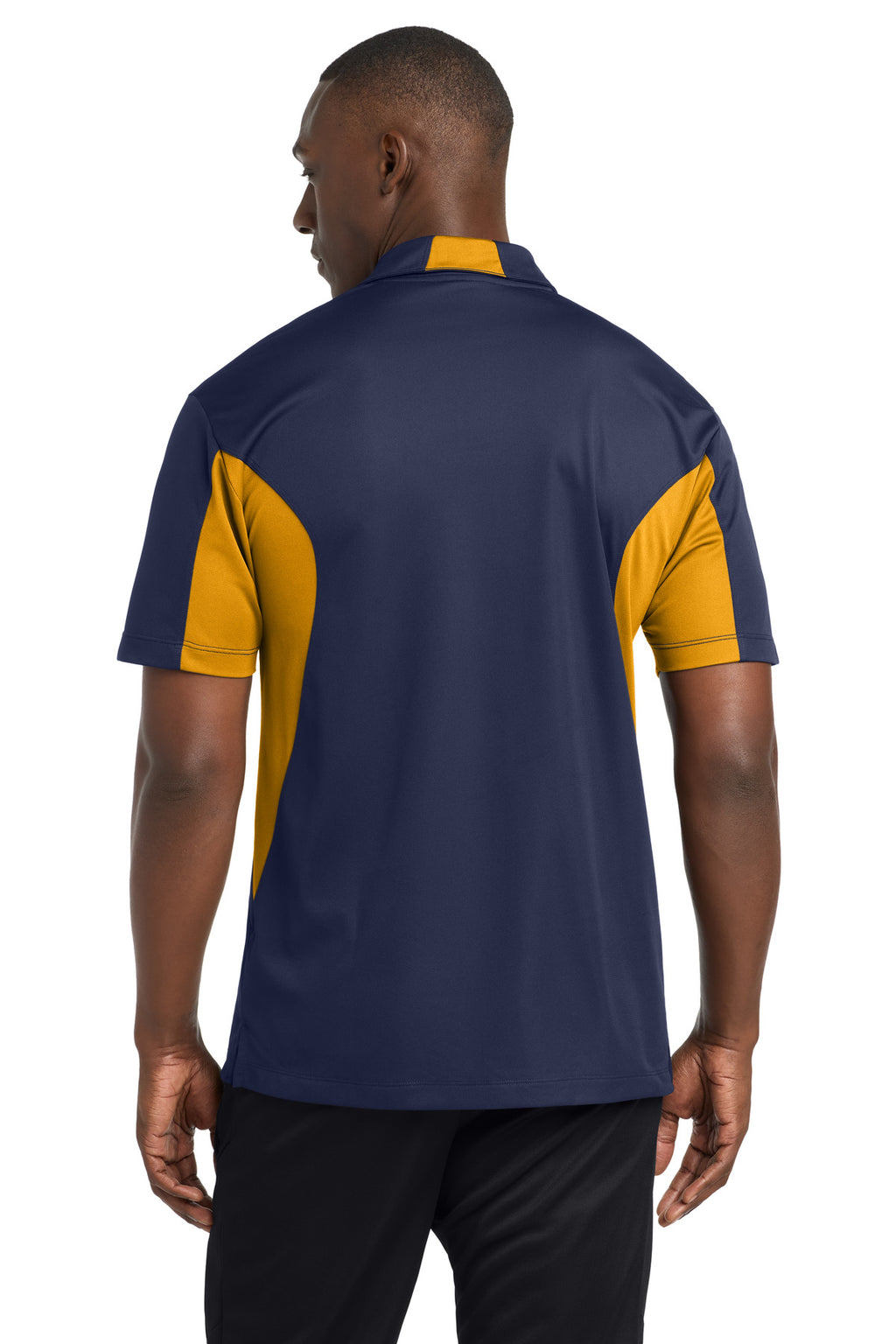 Sport-Tek Side Blocked Micropique Sport-Wick Polo. ST655 - True Navy/ Gold - back