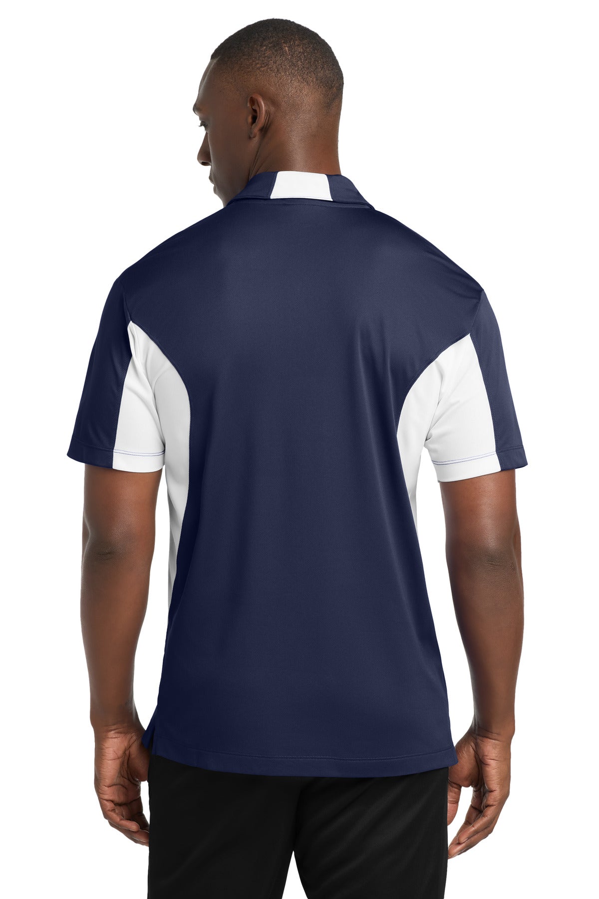 Sport-Tek Side Blocked Micropique Sport-Wick Polo. ST655 - True Navy/ White - back