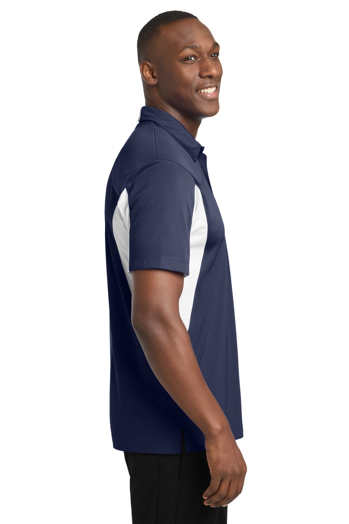 Sport-Tek Side Blocked Micropique Sport-Wick Polo. ST655 - True Navy/ White - side