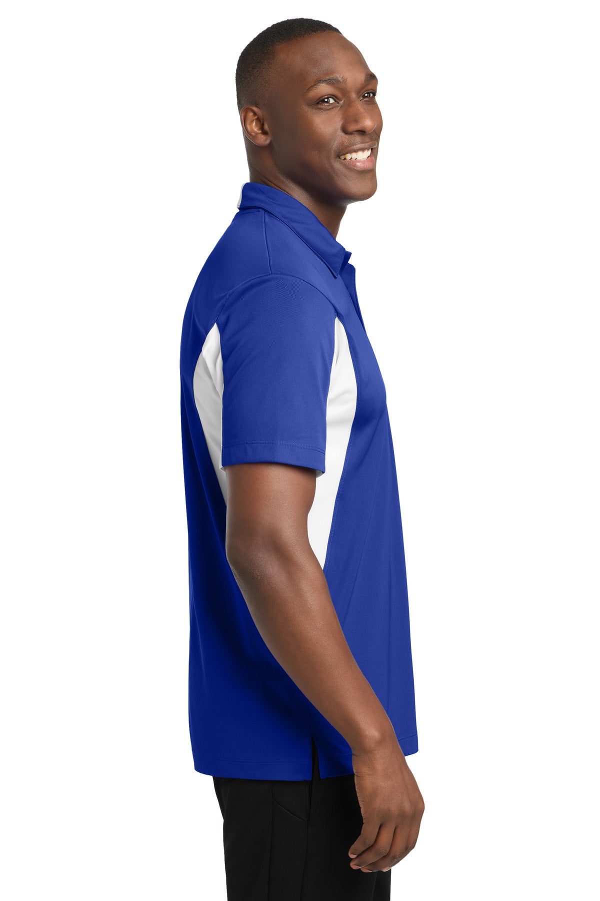 Sport-Tek Side Blocked Micropique Sport-Wick Polo. ST655 - True Royal/ White - side