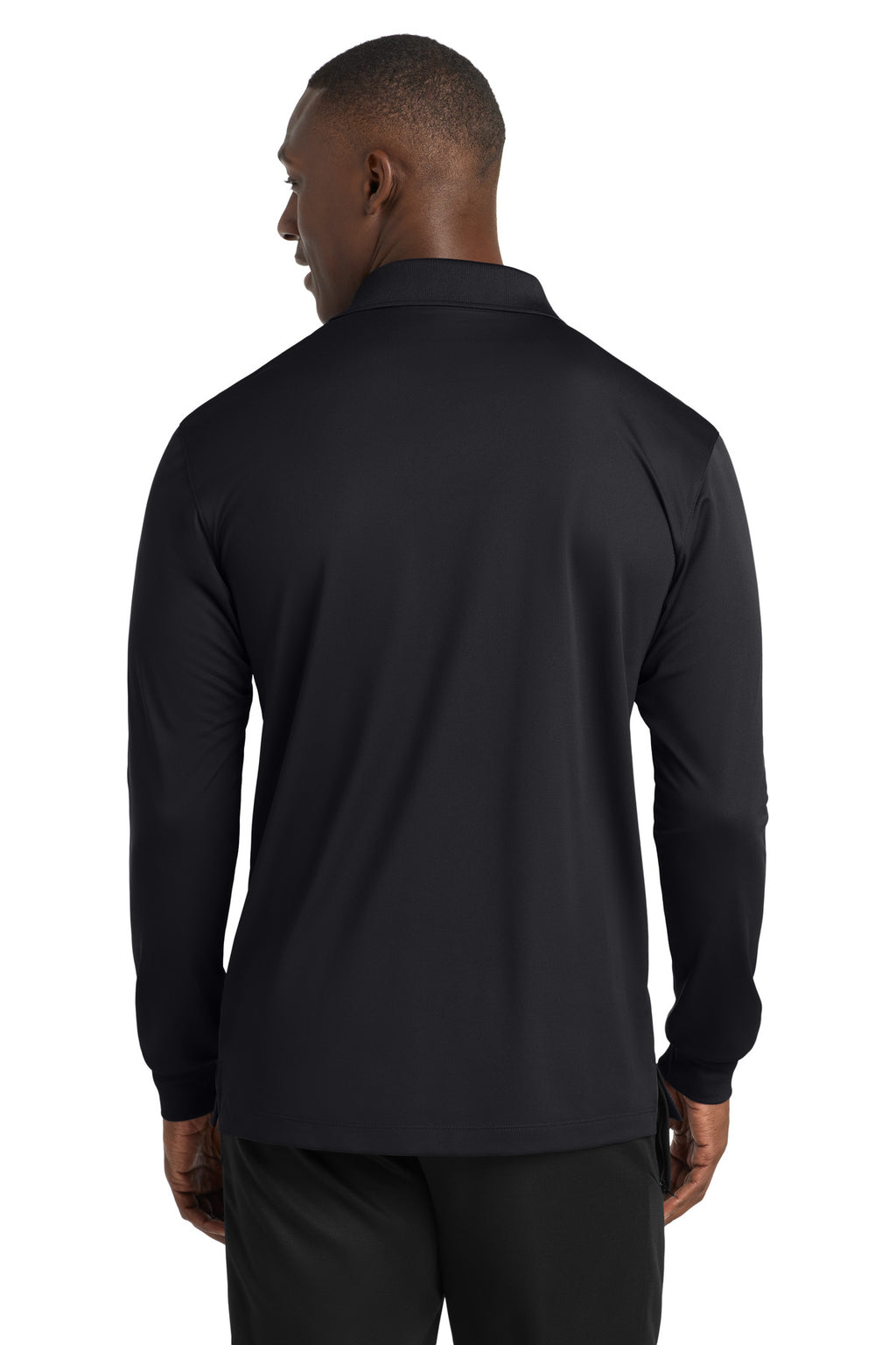 Sport-Tek Long Sleeve Micropique Sport-Wick Polo. ST657 - Black - back