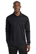 Sport-Tek Long Sleeve Micropique Sport-Wick Polo. ST657 - Black - front