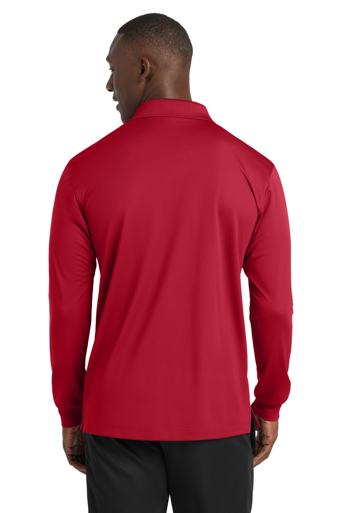 Sport-Tek Long Sleeve Micropique Sport-Wick Polo. ST657 - Deep Red - back