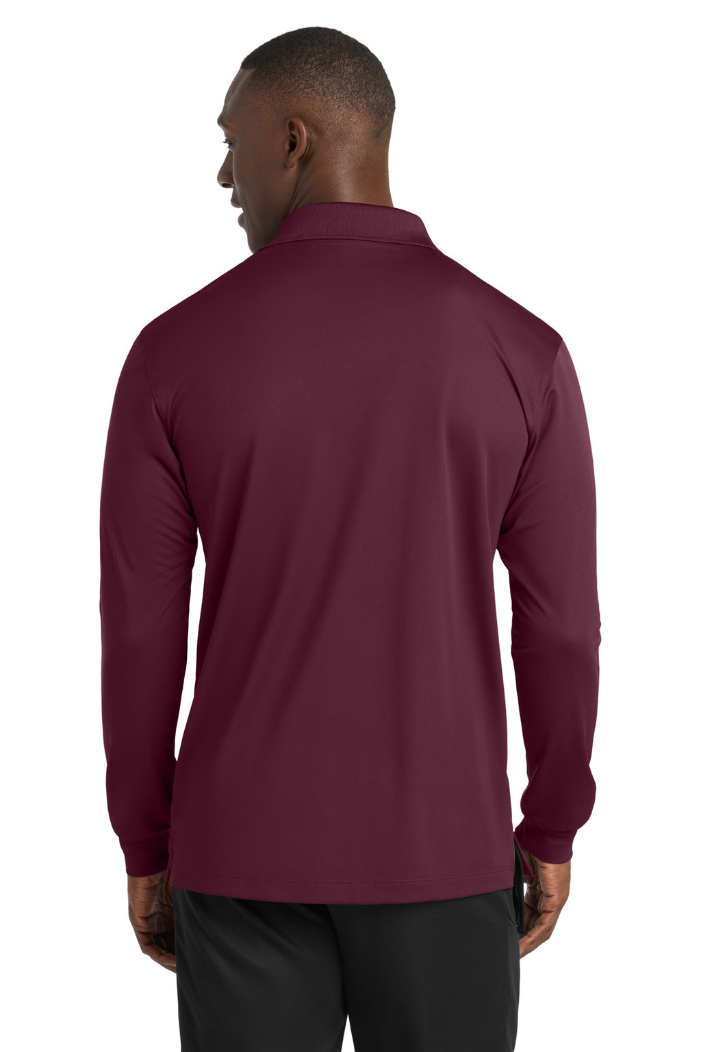 Sport-Tek Long Sleeve Micropique Sport-Wick Polo. ST657 - Maroon - back