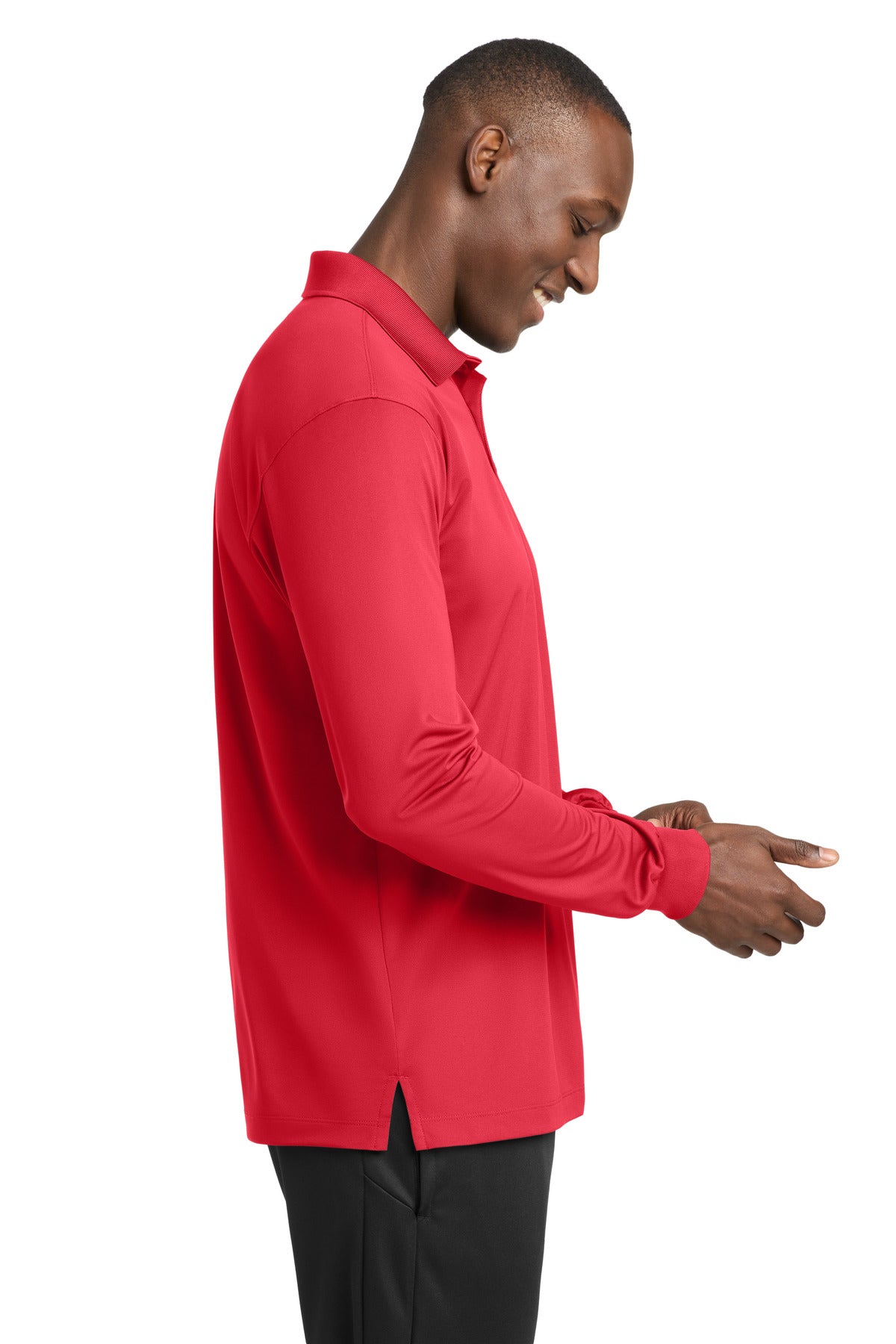 Sport-Tek Long Sleeve Micropique Sport-Wick Polo. ST657 - True Red - side