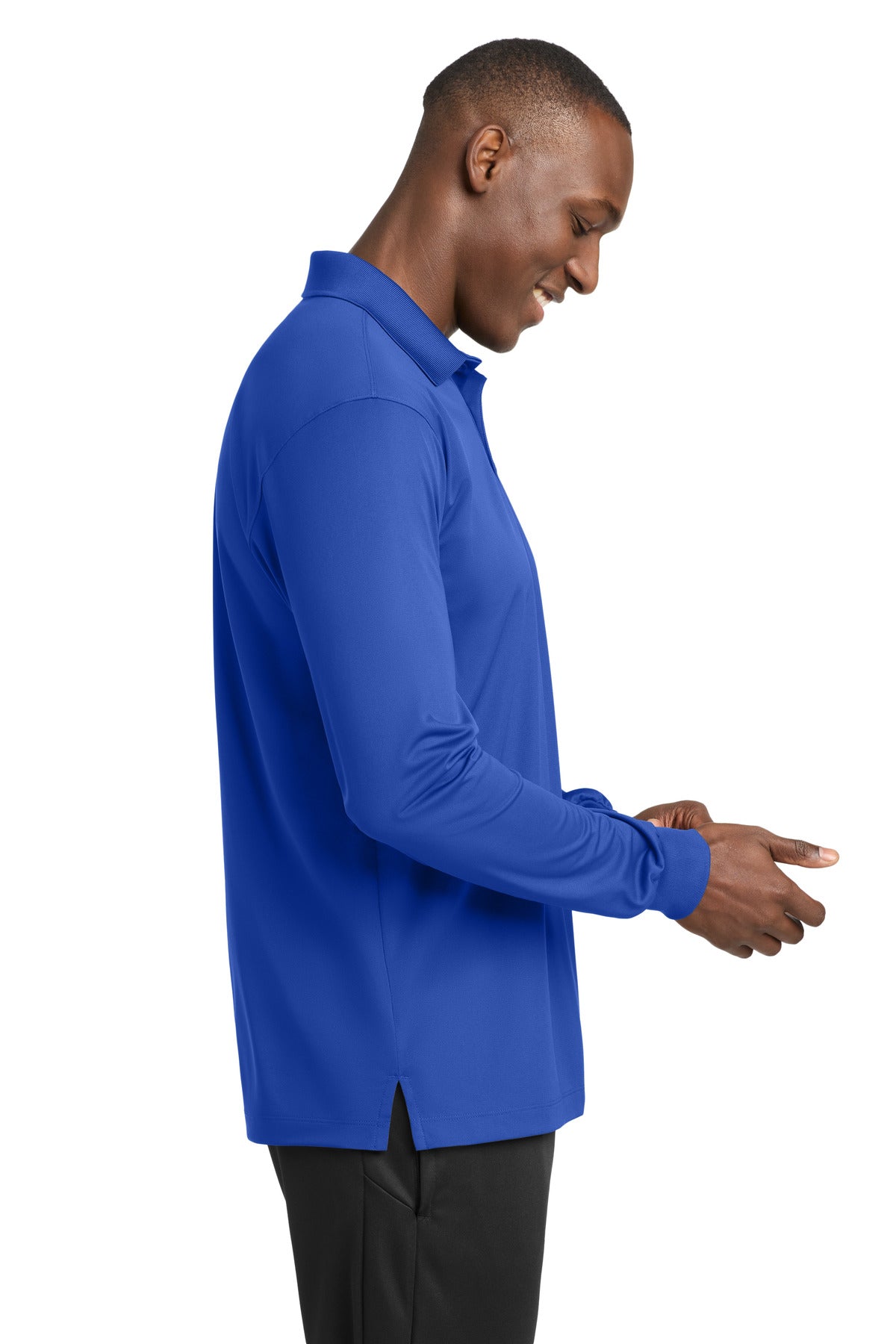 Sport-Tek Long Sleeve Micropique Sport-Wick Polo. ST657 - True Royal - side
