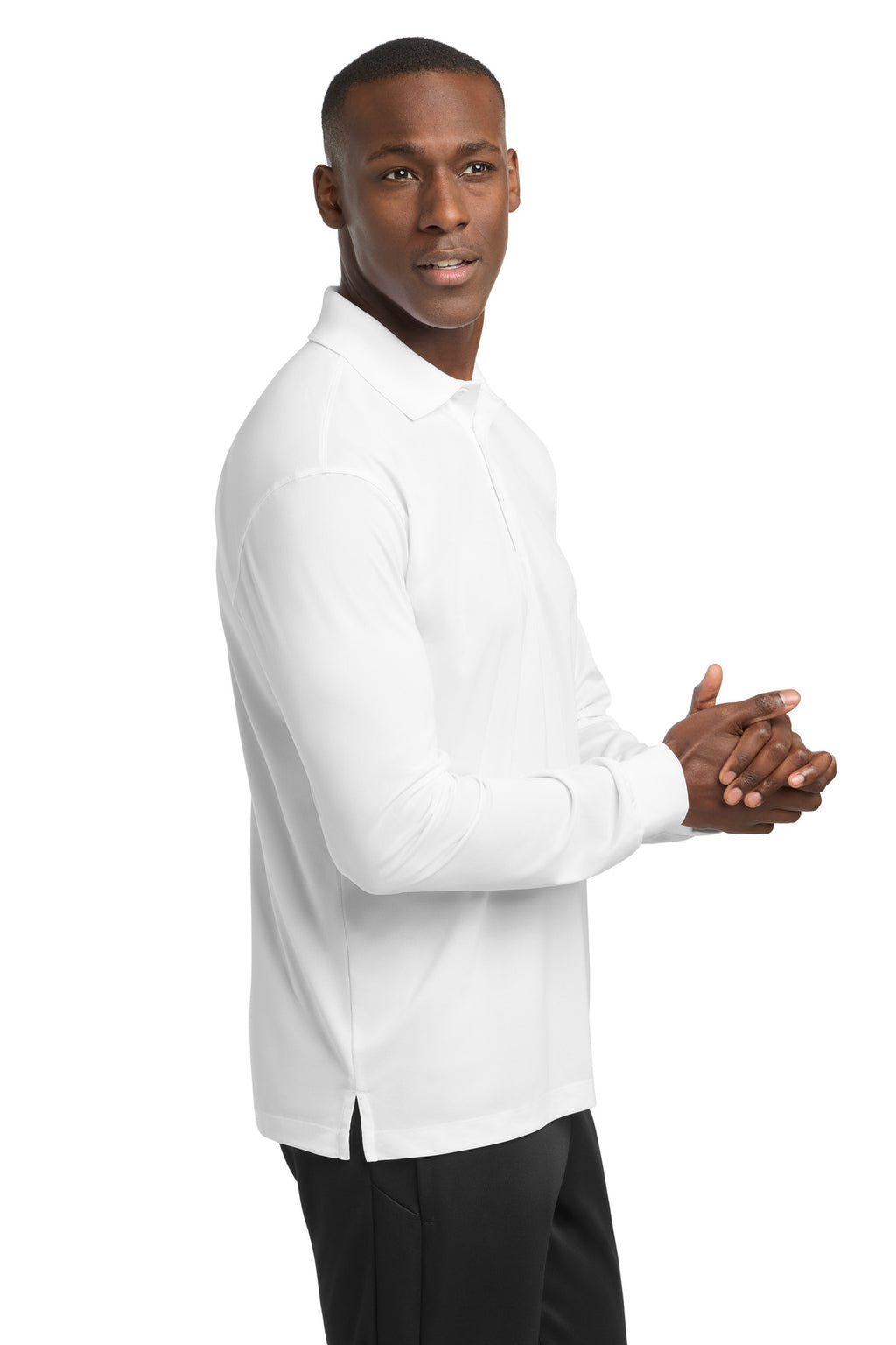 Sport-Tek Long Sleeve Micropique Sport-Wick Polo. ST657 - White - side