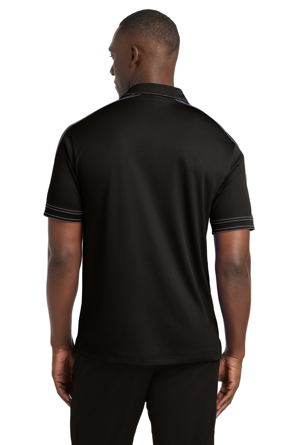 DISCONTINUED Sport-Tek Contrast Stitch Micropique Sport-Wick Polo. ST659 - Black - back