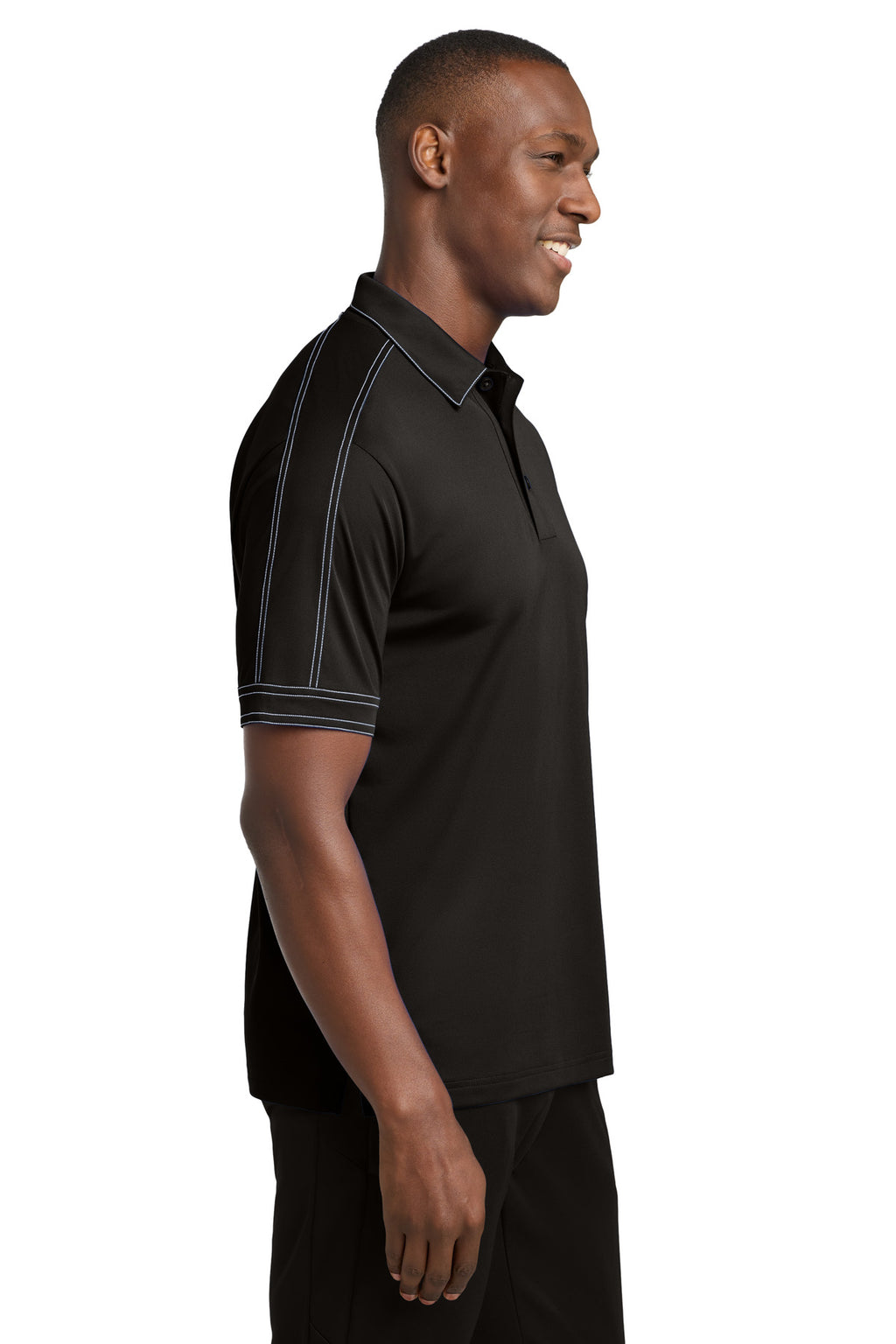 DISCONTINUED Sport-Tek Contrast Stitch Micropique Sport-Wick Polo. ST659 - Black - side