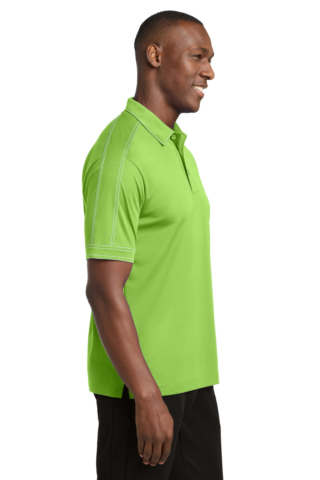 DISCONTINUED Sport-Tek Contrast Stitch Micropique Sport-Wick Polo. ST659 - Green Oasis - side