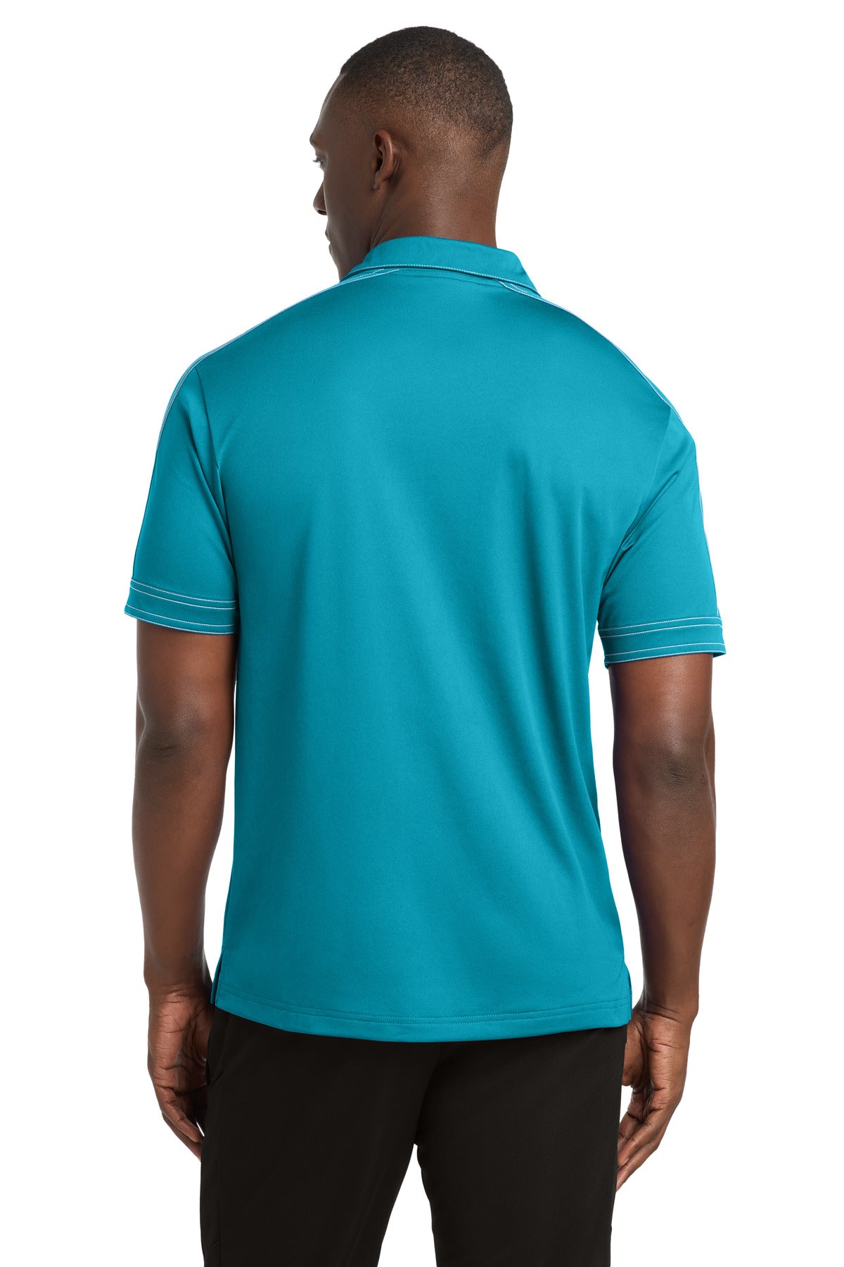 DISCONTINUED Sport-Tek Contrast Stitch Micropique Sport-Wick Polo. ST659 - Tropic Blue - back