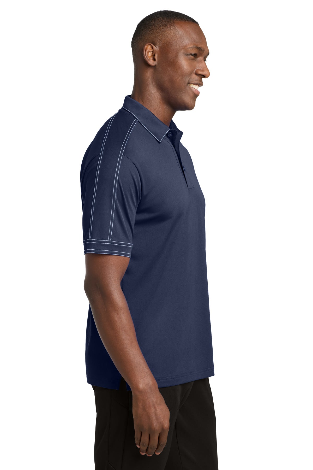 DISCONTINUED Sport-Tek Contrast Stitch Micropique Sport-Wick Polo. ST659 - True Navy - side