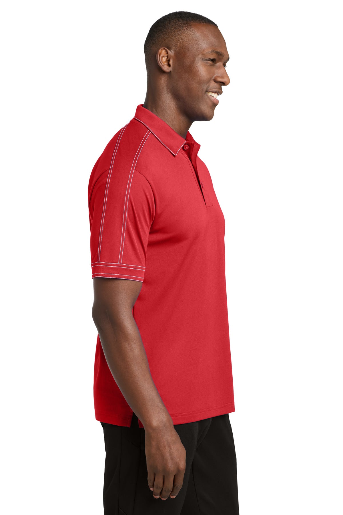 DISCONTINUED Sport-Tek Contrast Stitch Micropique Sport-Wick Polo. ST659 - True Red - side