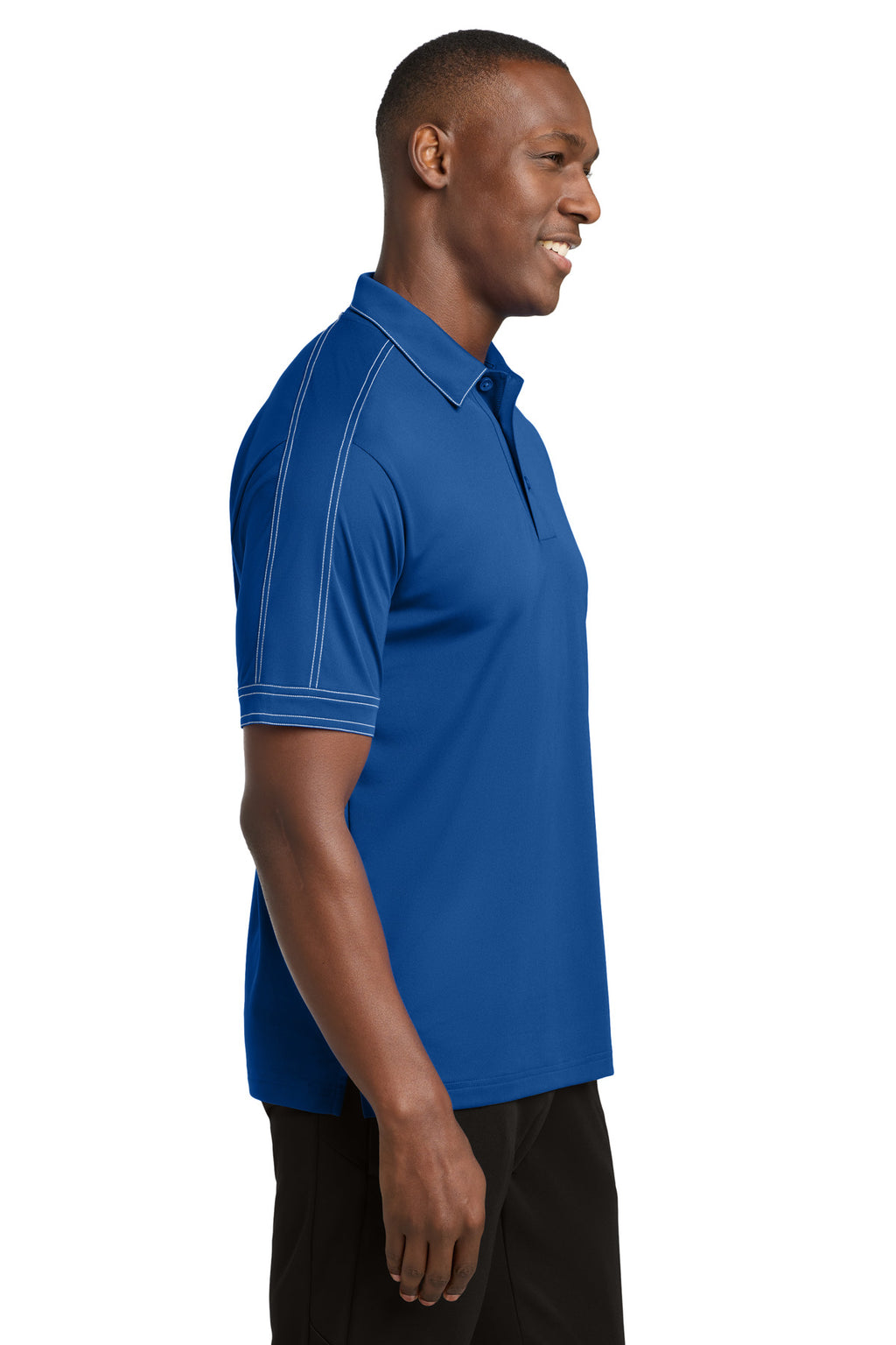 DISCONTINUED Sport-Tek Contrast Stitch Micropique Sport-Wick Polo. ST659 - True Royal - side