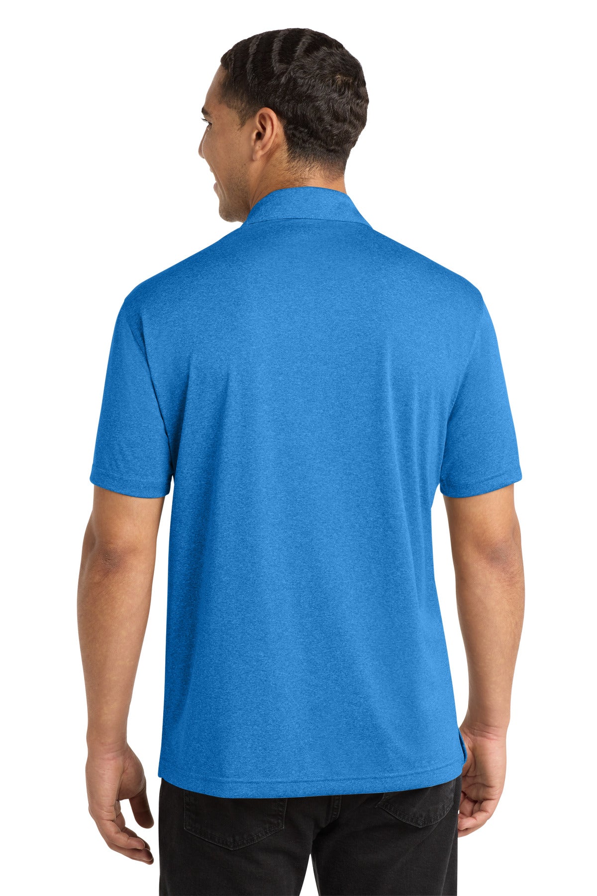 Sport-Tek Heather Contender Polo. ST660 - Blue Wake Heather - back