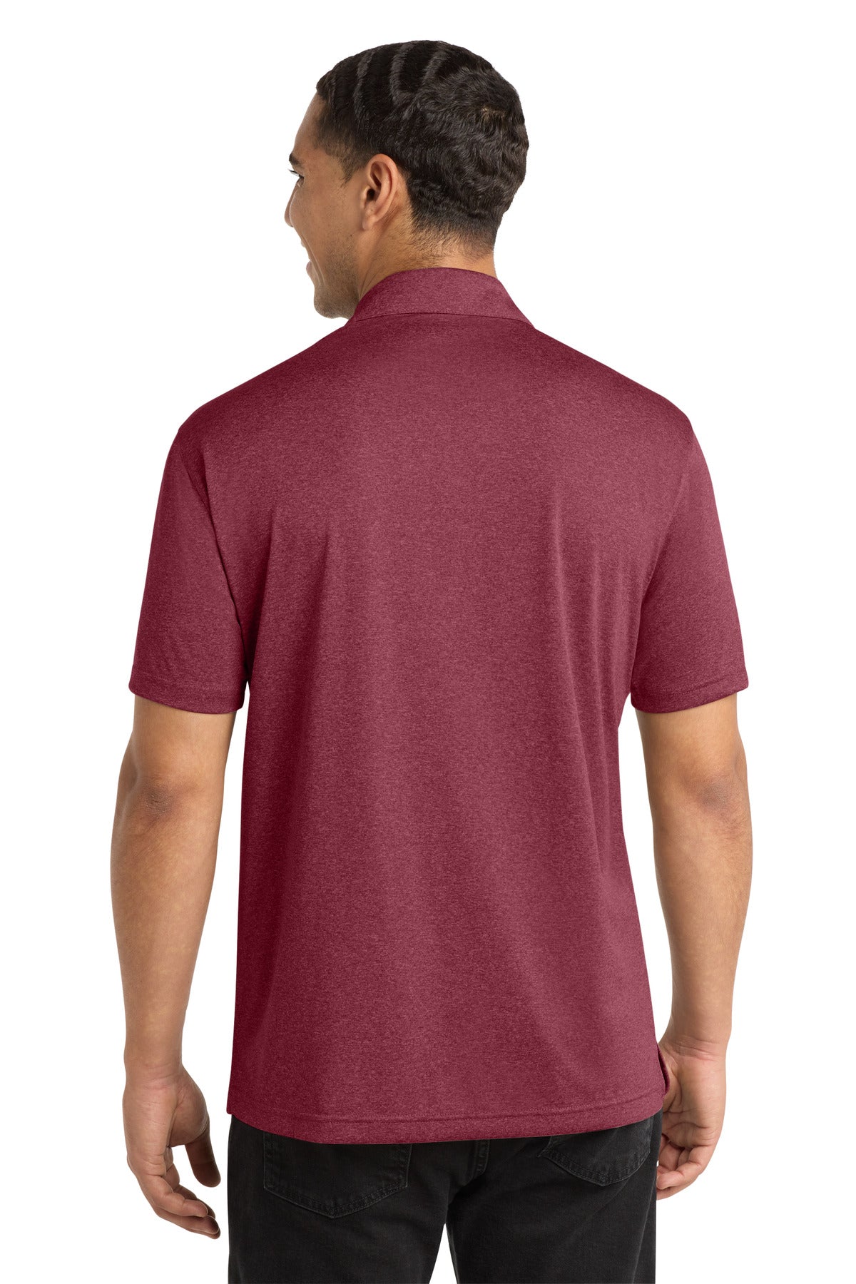 Sport-Tek Heather Contender Polo. ST660 - Cardinal Heather - back