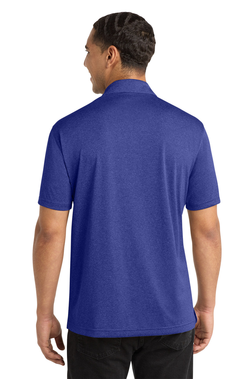 Sport-Tek Heather Contender Polo. ST660 - Cobalt Heather - back