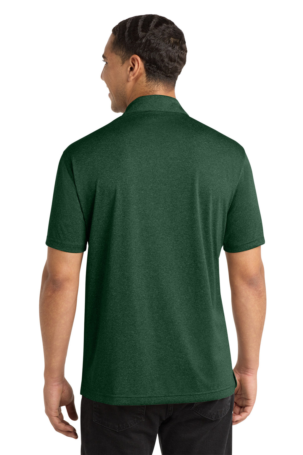 Sport-Tek Heather Contender Polo. ST660 - Forest Green Heather - back