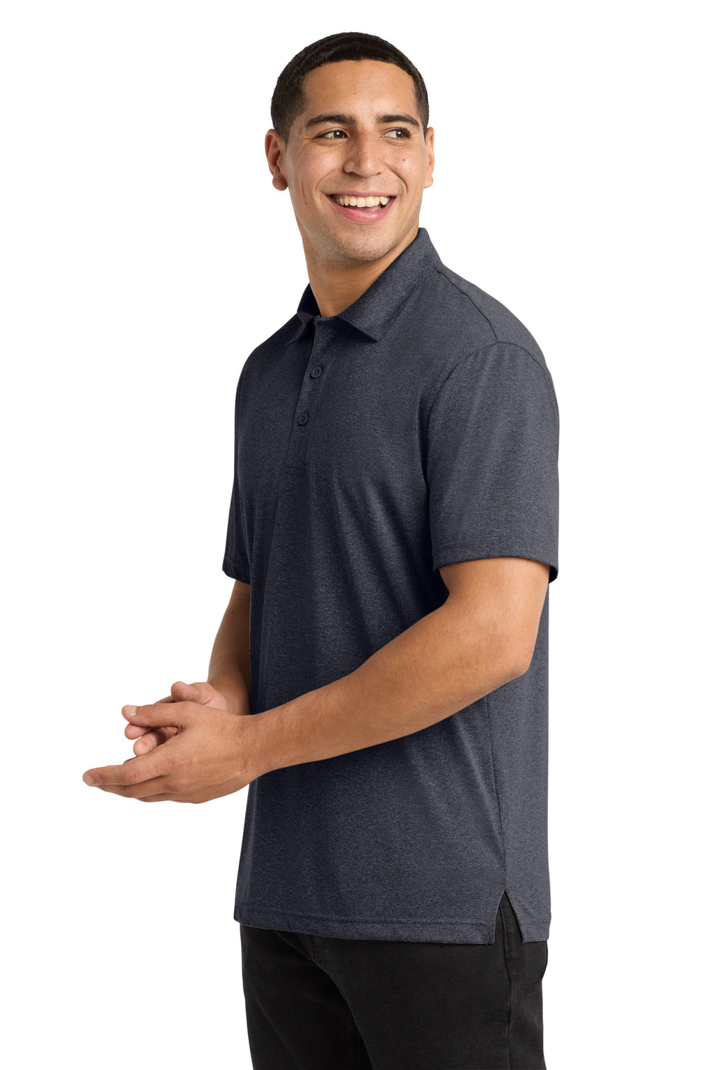 Sport-Tek Heather Contender Polo. ST660 - Graphite Heather - side