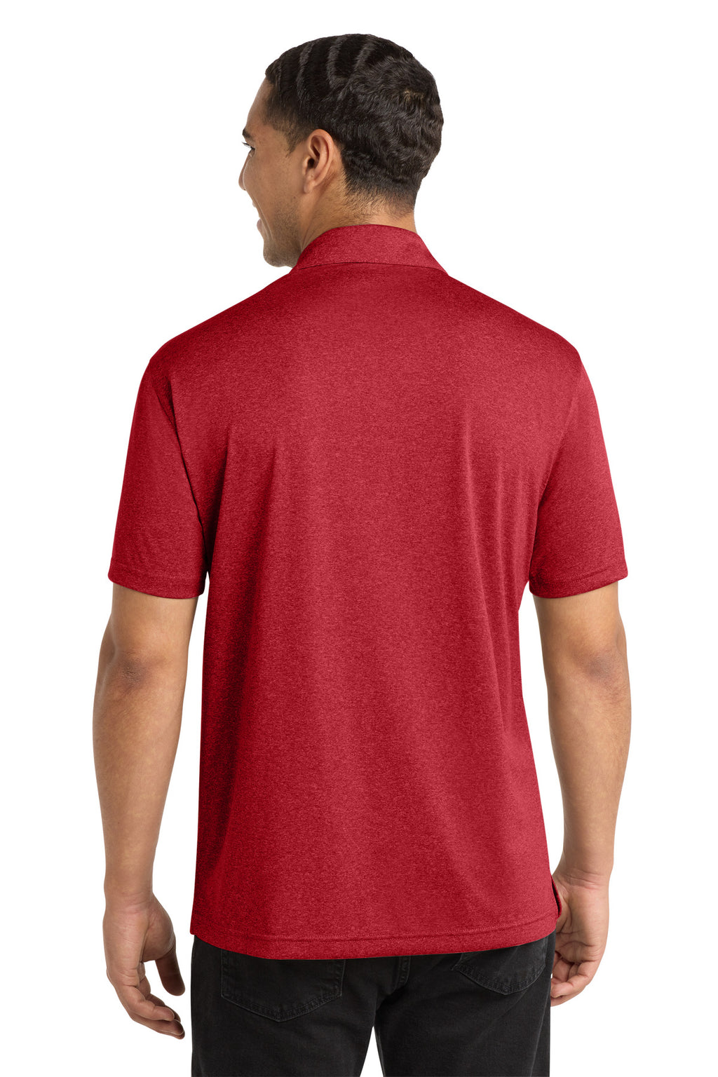 Sport-Tek Heather Contender Polo. ST660 - Scarlet Heather - back