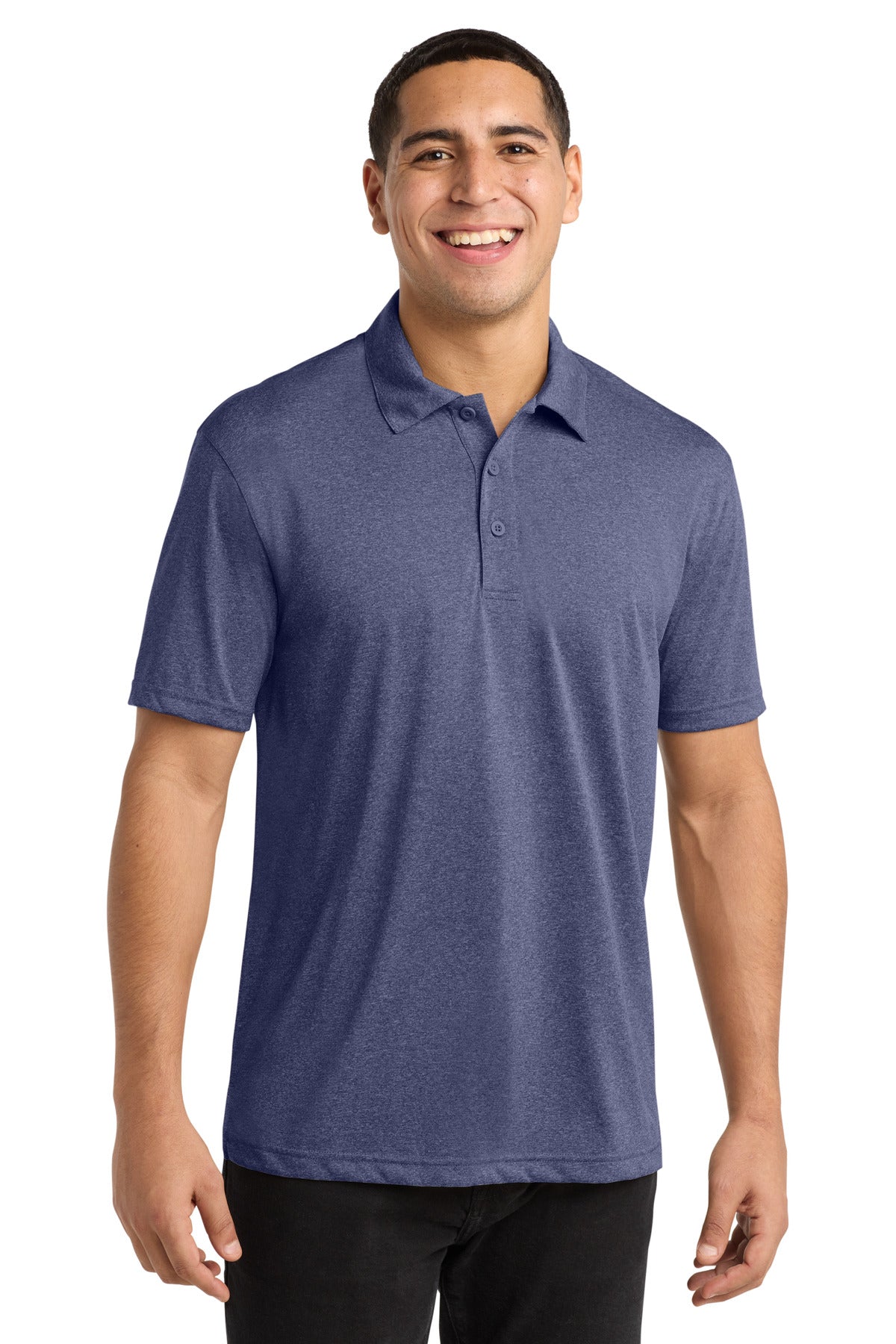 Sport-Tek Heather Contender Polo. ST660 - True Navy Heather - front