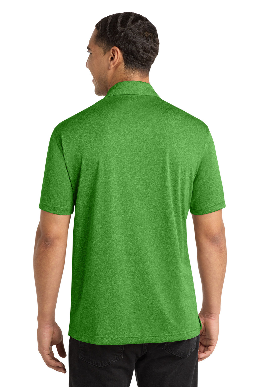 Sport-Tek Heather Contender Polo. ST660 - Turf Green Heather - back