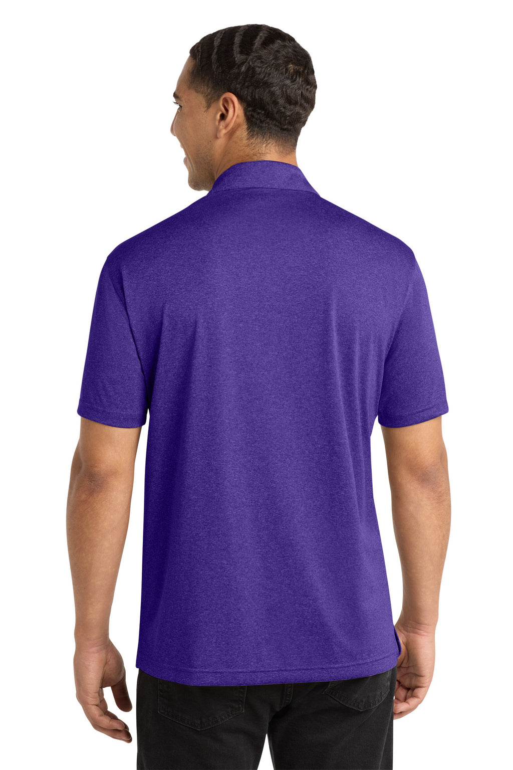 Sport-Tek Heather Contender Polo. ST660 - Varsity Purple Heather - back