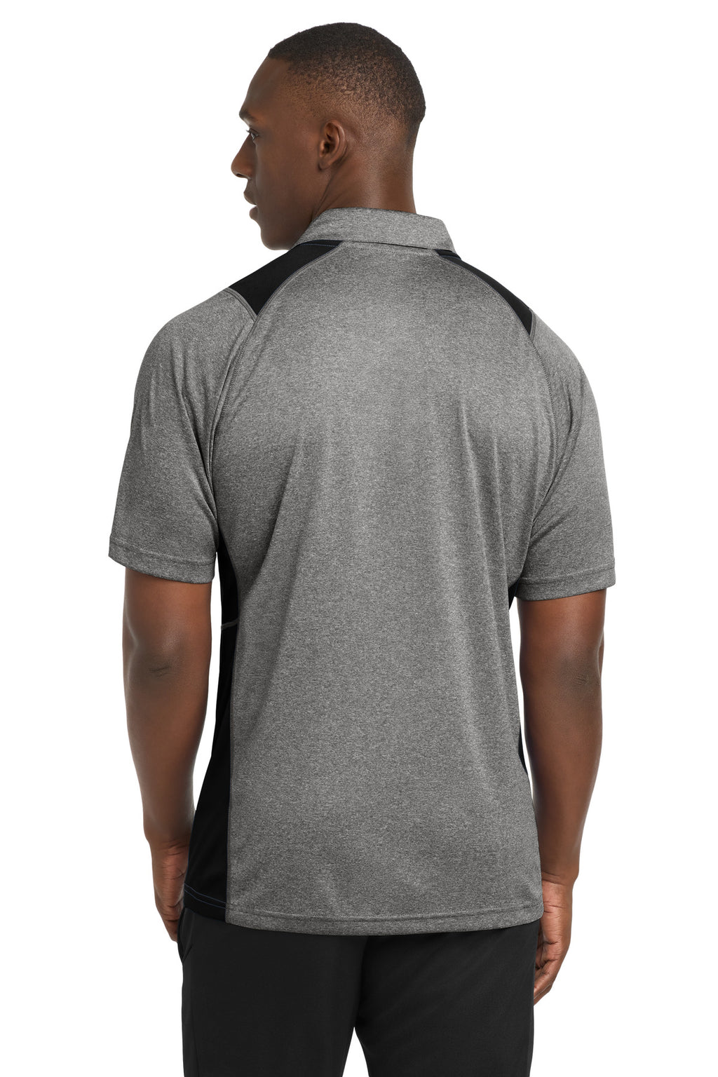Sport-Tek Heather Colorblock Contender Polo. ST665 - Vintage Heather/ Black - back