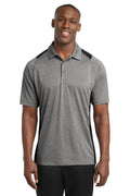 Sport-Tek Heather Colorblock Contender Polo. ST665 - Vintage Heather/ Black - front