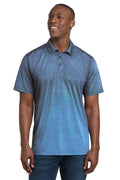 Sport-Tek Ombre Heather Polo. ST671 - Carolina Blue/ True Navy - front