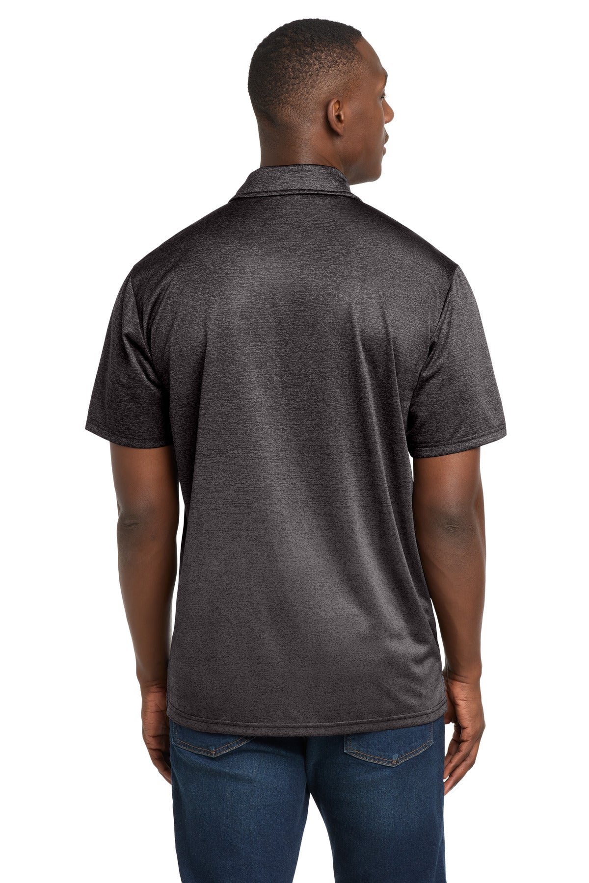 Sport-Tek Ombre Heather Polo. ST671 - Iron Grey/ Black - back