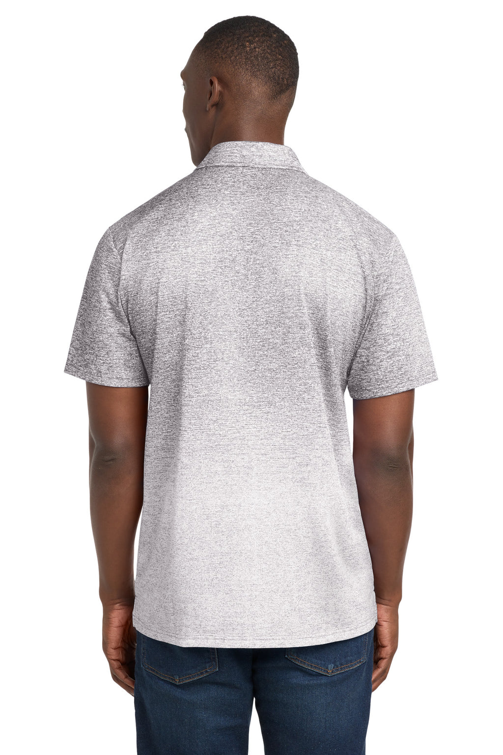 Sport-Tek Ombre Heather Polo. ST671 - White/ Graphite - back