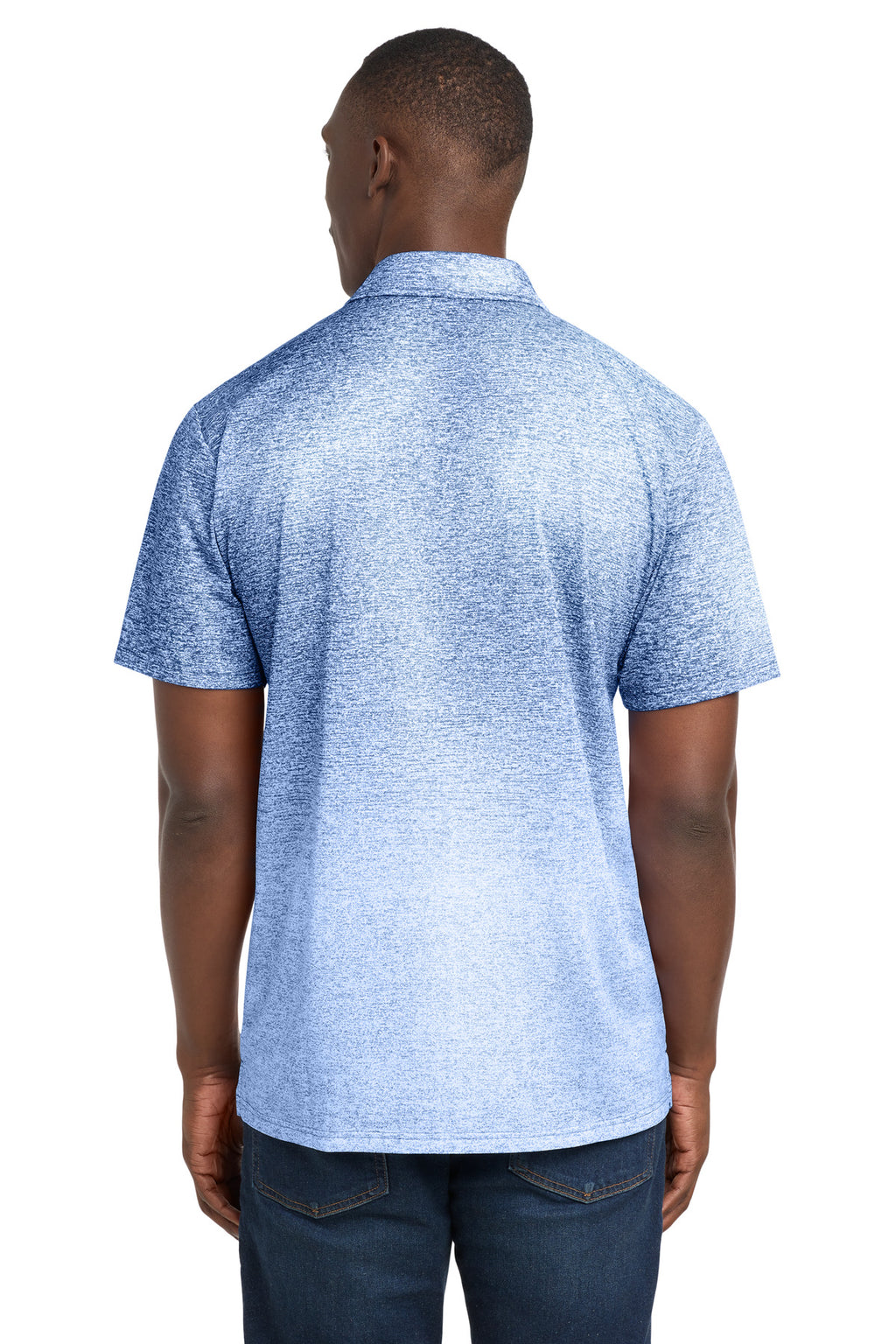Sport-Tek Ombre Heather Polo. ST671 - White/ True Royal - back