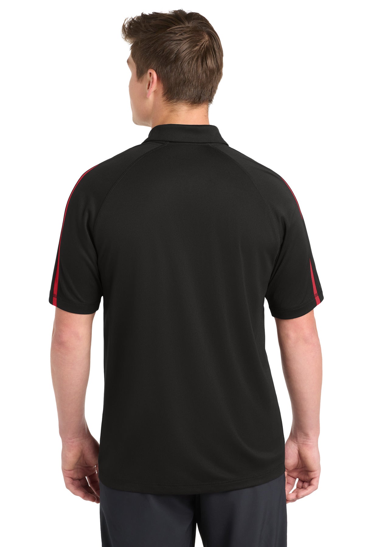 Sport-Tek PosiCharge Micro-Mesh Colorblock Polo. ST685 - Black/ Red - back