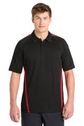 Sport-Tek PosiCharge Micro-Mesh Colorblock Polo. ST685 - Black/ Red - front