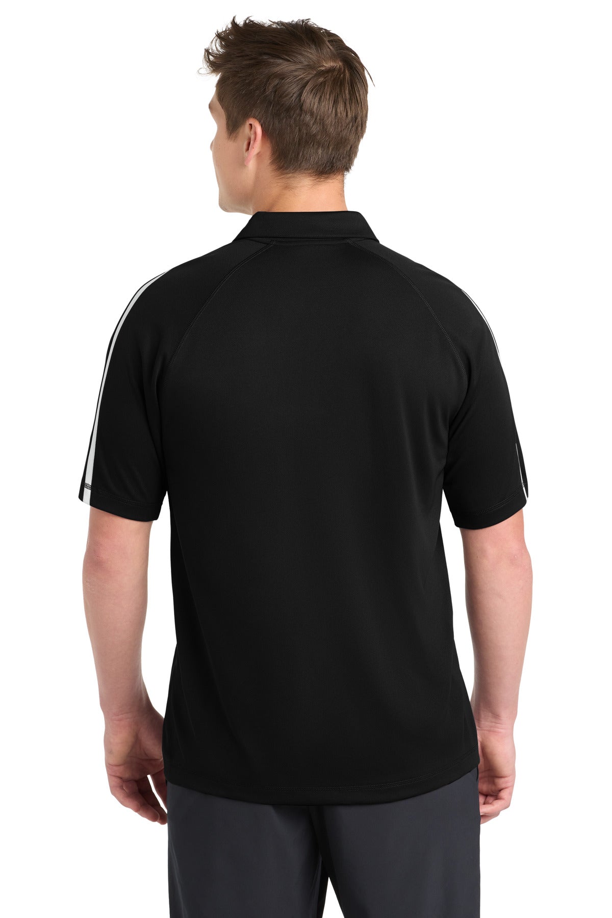Sport-Tek PosiCharge Micro-Mesh Colorblock Polo. ST685 - Black/ White - back