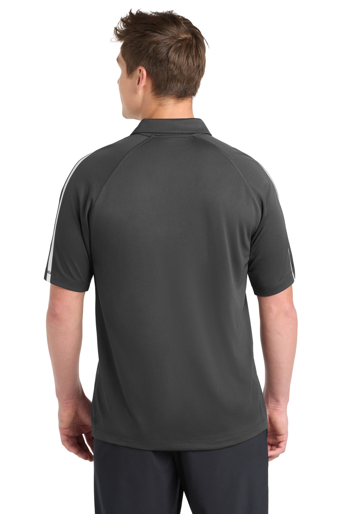 Sport-Tek PosiCharge Micro-Mesh Colorblock Polo. ST685 - Iron Grey/ White - back